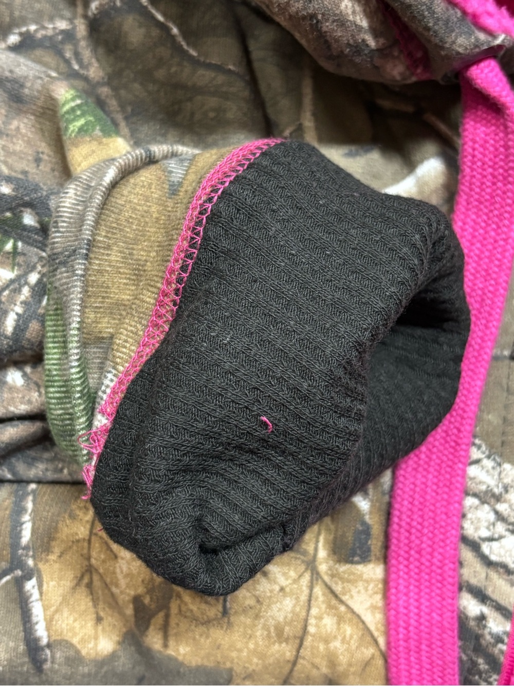 Camo Zip-Up Hoodie with Pink Trim - Women's Sweatshirt - Picture 6 of 11